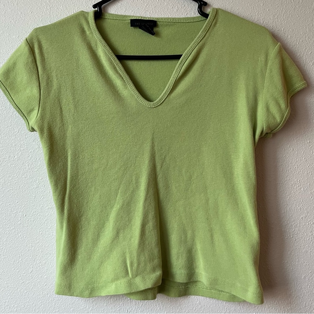 Sage Green V-Neck Crop Top
